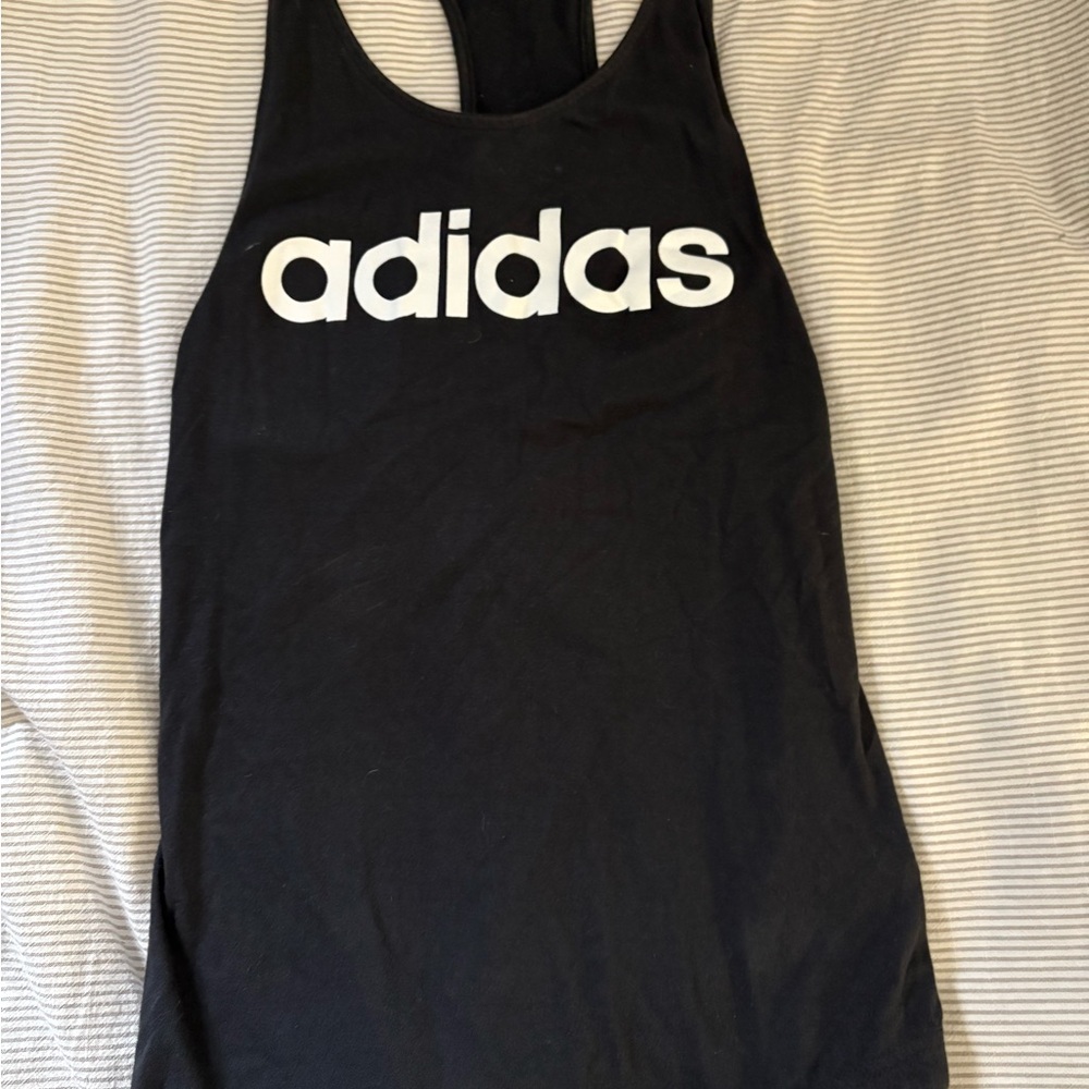 Adidas Black Sleeveless Top with White Logo